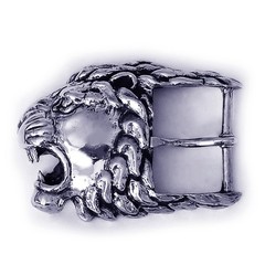 Lion Angry Head Sterling Silver Belt Buckle