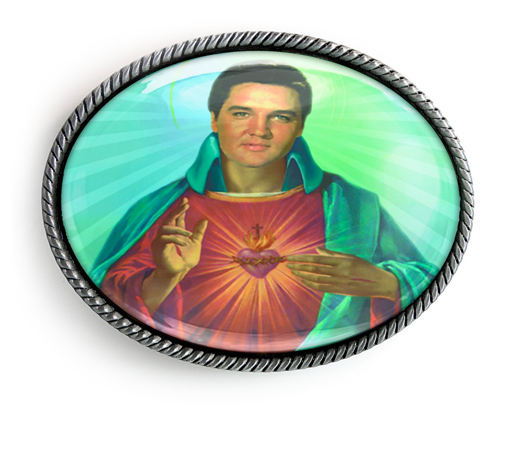 Elvis Christ Belt Buckle – Sacred Heart Handmade Rockabilly Belt Buckle – 340-2