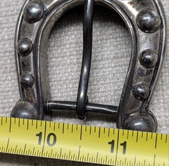 vintage KIESELSTEIN CORD belt buckle set STERLING SILVER horse-shoe 3PC western