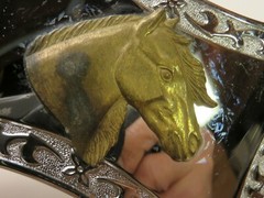 WESTERN HORSE HEAD BELT BUCKLE chrome brass horse BF9B0219