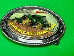 America&rsquo;s Tractor Agricultural Farm Scene Farmers Western Style Belt Buckle