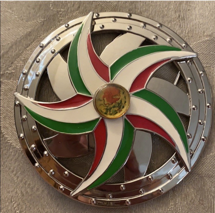 Belt Buckle Men’s Star Spinner 3.85” Diameter Red White & Green Christmas Gift
