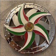 Belt Buckle Men’s Star Spinner 3.85” Diameter Red White & Green Christmas Gift