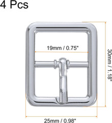 Metal Roller Buckle, Single Prong Belt Buckle Square Center Bar Buckles for Leat