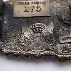 Vtg Steam Train Mens Belt Buckle 165 Great American Belt Co Chicago Brass 1980s