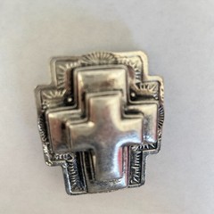 Cross Belt Buckle Ornate Christian Religious Gothic Silver metal western vintage