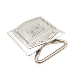 925 Sterling Silver Antique Art Deco Engraved Letter L Initial Belt Buckle