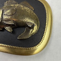 Vintage Large Mouth Bass Belt Buckle Made in USA 2.75” x 2.25” Good Weight Clean