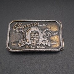 Bergamont Brass Olympia Beer Horseshoe Advertisement Belt Buckle Limited Edition
