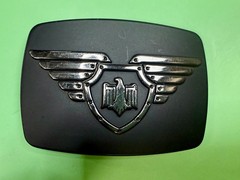 Winged Eagle Shield Black Color Vintage Chrome Brand Belt Buckle
