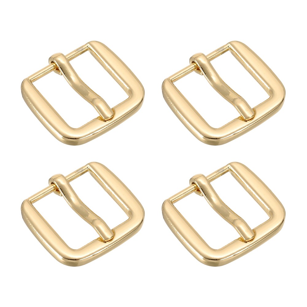 Metal Roller Buckle, 4Pcs 0.75&Prime; Square Single Prong Belt Buckle, Light Gold