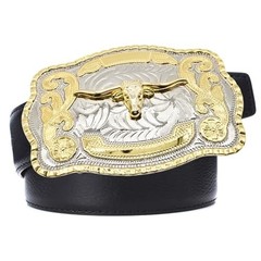 Western Cowboy Belt Buckle for Men & Women – Bull Head Longhorn Design, Fits 2&Prime;