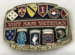 Vietnam Veteran Belt Buckle Airborne Divisions, Made in USA, 3.25&Prime; x 2.5&Prime;