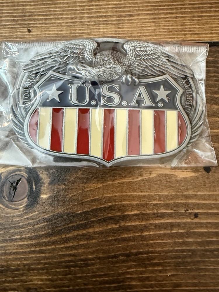USA Shield Eagle Belt Buckle Stars and Stripes -Victory and Liberty on Shield