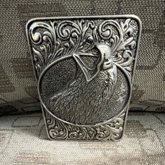 Men&rsquo;s Western Eagle Belt Buckle, Silver Tone Metal Engraved Rectangular 1.5in