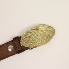 Gold Belt Buckle With Organic Texture Elegant Oval Belt Buckle