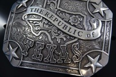Nocona Silver tone Republic of Texas Rectangle Belt Buckle 37983