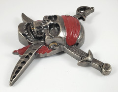 Disney Pirates of the Caribbean Enameled Skull & Crossed Swords Belt Buckle