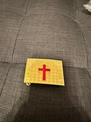 Masonic KNIGHTS TEMPLAR IN HOC SIGNO VINCES For Commander Sword Belt Buckle Gold