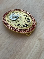 Western Buckle Gold Silver Red Longhorn Horseshoe Cowboy Fit 2 » Hebilla Vaquero