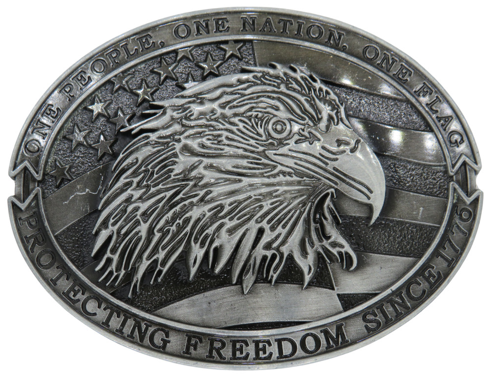 Belt Buckle Biker Rocker Buckle USA Flag and Eagle Western Country Style