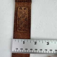 Brown Distressed Leather Belt 34 Silver Buckle Rugged Western Workwear Utility
