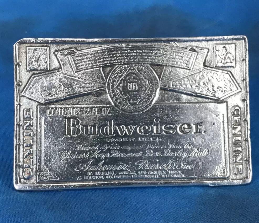 vintage 80s BUDWEISER BEER BELT BUCKLE cowboy bud Light Alcohol bar