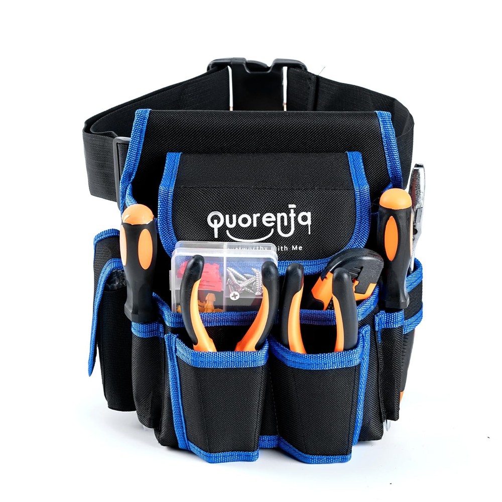 Quorenta Tool Belt for Men: Electrician Pouch with Extra Large, Blue