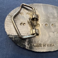 western belt buckle, Silver plated Made In USA 3 1/2” X 2 1/2”