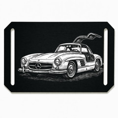 Crios branding belt aluminium buckle 300 SL gullwing vintage classic car