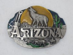ARIZONA BELT BUCKLE NEW NICE PEWTER 1990 MADE BY ARROYO GRANDE BUCKLE USA