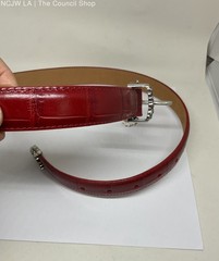 Brighton Red Embossed Leather Silver Tone Buckle Belt – Size M