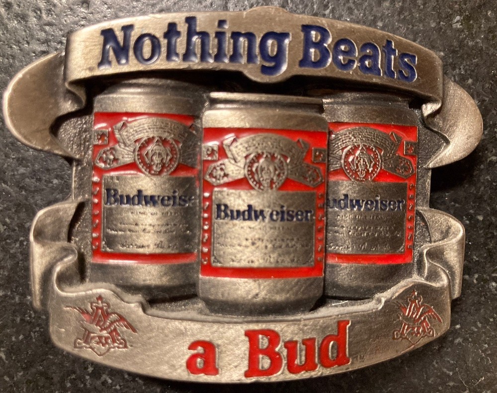 Vintage 1992 « Nothing Beats A Bud » Anheuser-Busch Budweiser Belt Buckle