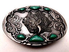 Arroyo Grande Buckle Co Buffalo Bison Pewter Belt Buckle 1992 USA