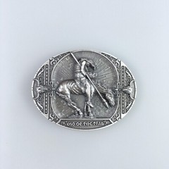 Vintage Silver Plated Rodeo Cowboy Western Oval Belt Buckle Boucle de Ceinture