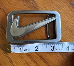 Nike Swoosh Logo Silver Metal Rectangular Frame Belt Buckle