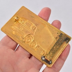 Vintage 1950s Gold Tone TRACTOR TRAILER Big Rig TRUCK BELT BUCKLE Hook Fast