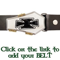 Coffin Belt Buckle Biker Iron Cross Stash Pot Treasure Goth Emo Halloween