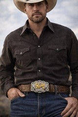 Roosters Western Cowboy Style Belt Buckle Hebilla Vaquera Con Gallos Peleando