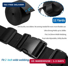 2&Prime; Heavy-Duty Buckle & Straps Set: 6-Pack Side Release Plastic Buckles+11 Yards