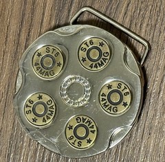 Rotating Bullet 5 BARREL 44 MAG Belt Buckle Vintage Men Western Cowboy Firearms