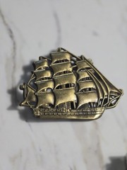 vintage 1970s belt buckle TALL SHIP sailing boat CLIPPER western BRASS cowboy