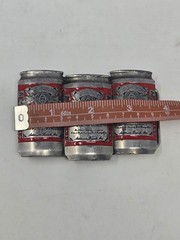 BUDWEISER ANHEUSER-BUSCH VINTAGE METAL BELT BUCKLE BEER CANS PEWTER RED MENS OS