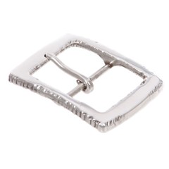 1 5/8&Prime; (40 mm) Silver Tone Edge Hammered Rectangular Center Bar Belt Buckle