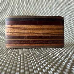 Mid-Century Kenneth Reid Modern Brass Exotic Wood Stripe Belt Buckle New Mexico