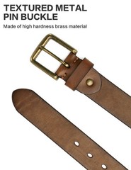 wolksprong Thicken Full Grain Leather Mens Belt 40(Fit Pants Size 38), Brown
