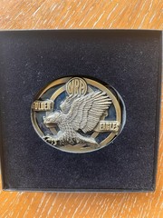 Vintage NRA Golden Eagles Embossed Gold/Black Heavy Belt Buckle Made in USA