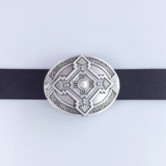 Vintage Silver Plated Oval Cross Celtic Knot Southwest Belt Buckle Boucle