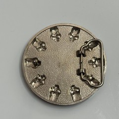 Round Skull Knights Templar Cross Belt Buckle Silver Tone Black Red Metal