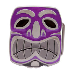 Men Women Silver Metal Belt Buckle Tiki Mask Statue Animation Travel Vacation